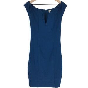 SAN JOY Dress Bodycon Fitted Sheath Textured Plunge V Cocktail Minimalist Small
